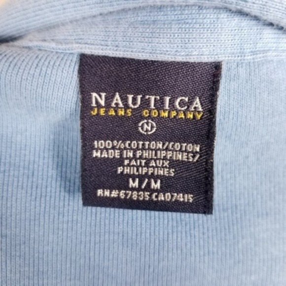 Nautica Jeans Womens Blue V-neck Collared Polo Shirt Long Sleeve Size M - Picture 5 of 5